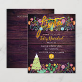 Feliz Navidad Feest Paars Gouden Budget Cactussen (Voorkant / Achterkant)