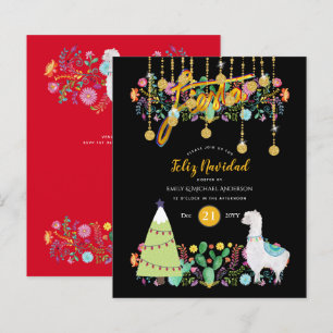 Feliz Navidad Feest Uitnodiging Folk Bloem BUDGET