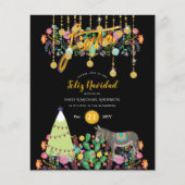 Feliz Navidad Feest Uitnodiging Folk Bloemen Ezel (Voorkant)