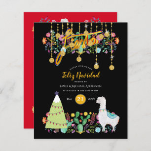 Feliz Navidad Fiesta Invitation Folk Flower BUDGET