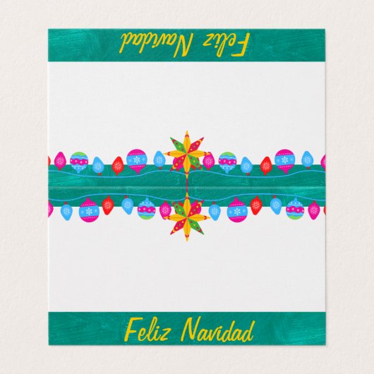 Feliz Navidad Fiesta op Roze en Groene Sarape Kaart (Buitenkant ongevouwen)