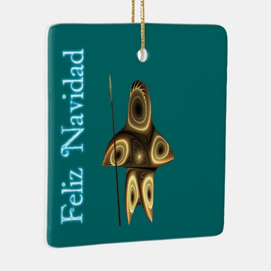 Feliz Navidad - Fractal Inuit Hunter Keramisch Ornament (Rechts)