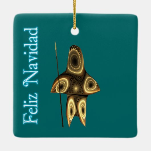 Feliz Navidad - Fractal Inuit Hunter Keramisch Ornament (Achterkant)