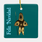 Feliz Navidad - Fractal Inuit Hunter Keramisch Ornament (Voorkant)