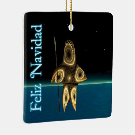 Feliz Navidad - Fractal Inuit Hunter Keramisch Ornament (Rechts)