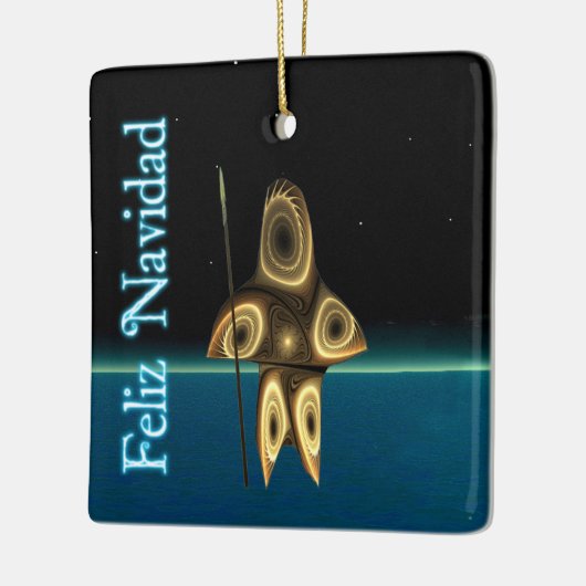 Feliz Navidad - Fractal Inuit Hunter Keramisch Ornament (Links)