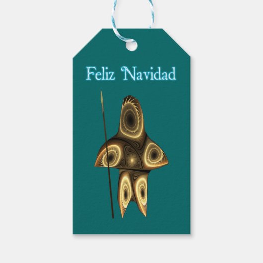 Feliz Navidad - Fractale Inuit Jager Cadeaulabel (Voorkant)