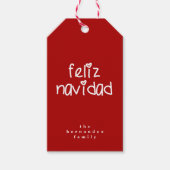 Feliz Navidad - Gepersonaliseerde rode kerst Cadeaulabel (Voorkant)