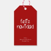 Feliz Navidad - Gepersonaliseerde rode kerst Cadeaulabel (Achterkant)