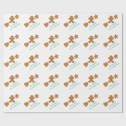 ¡Feliz Navidad! Gingerbread pals-Groen/Wit Cadeaupapier (Vlak)