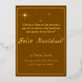 Feliz Navidad Golden & Brown Lucas 2:14 Vers Folie Feestdagenkaart (Voorkant)