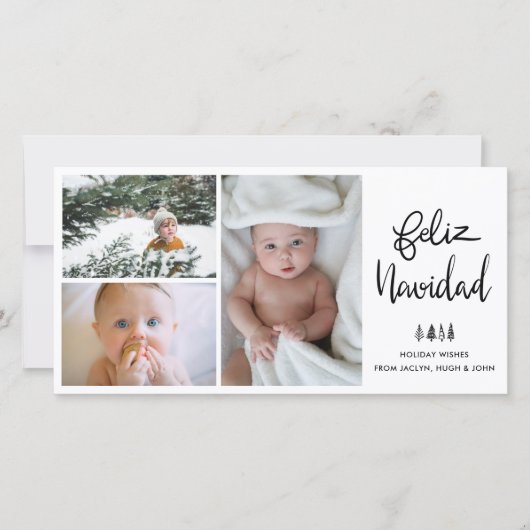 Feliz Navidad | Handgeschreven scriptvakantiefoto Feestdagenkaart (Voorkant)