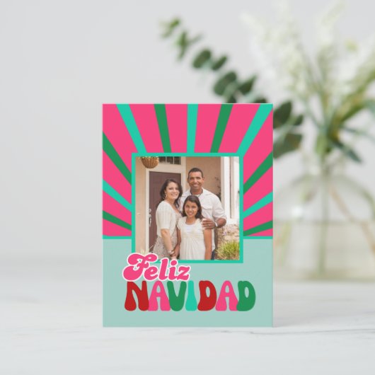 Feliz Navidad - Heldere Maximalist Feestdagenkaart (Staand voorkant)