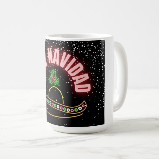 Feliz Navidad Holiday Neon Koffiemok (Voorkant rechts)