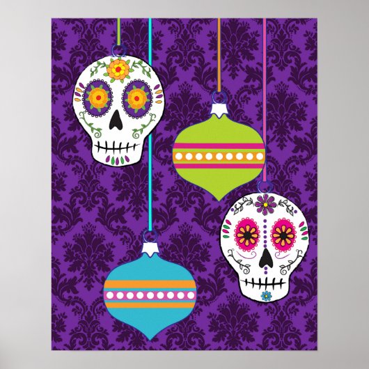 Feliz Navidad Holiday Sugar Skull Poster/Afdruk Poster (Voorkant)