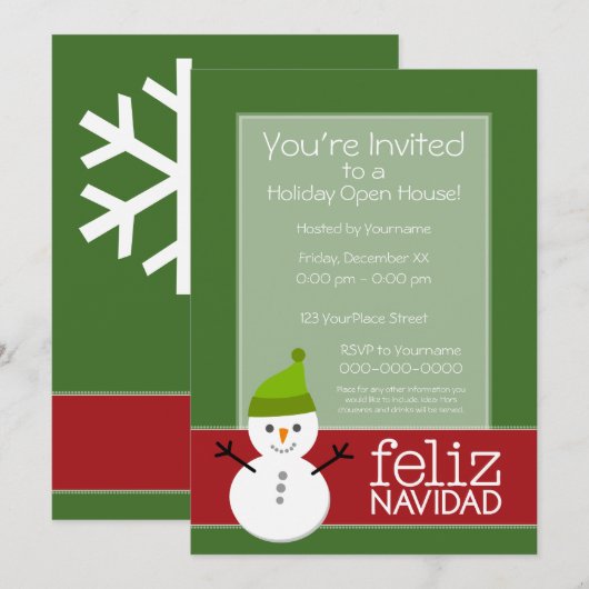 Feliz Navidad - invitation de partie (Devant / Derrière)