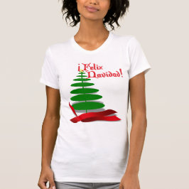 Feliz Navidad - kerstboom met rood lint T-shirt