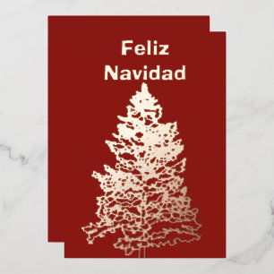 Feliz Navidad kerstboomvakantie Roos Gold Folie Feestdagenkaart