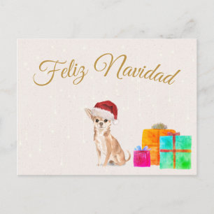 Feliz Navidad Kerstmis Chihuahua Dog Merry Bright Briefkaart