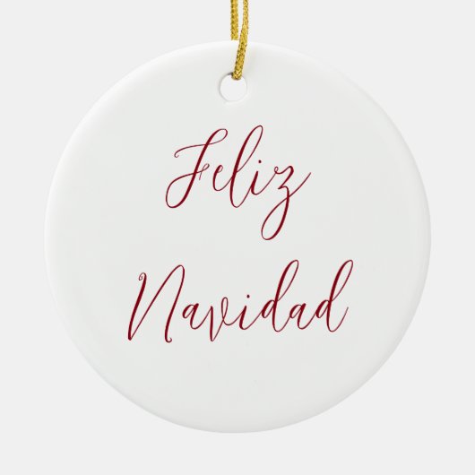 Feliz Navidad-kerstscript Typografie Keramisch Ornament (Voorkant)