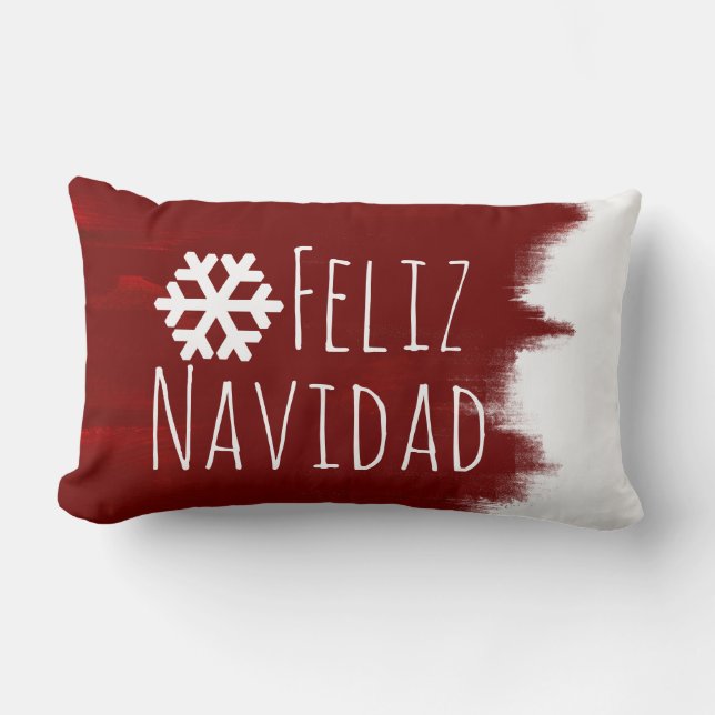 Feliz Navidad-kerstsnowflake Red Paint Stroke Kussen (Voorkant)