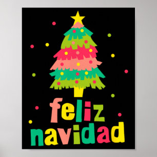 Feliz Navidad Kleurrijke Kerstboom Spaanse Kerstmi Poster