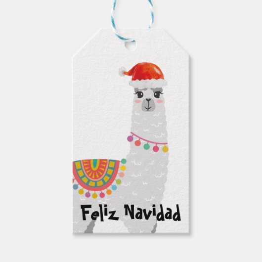 Feliz Navidad Llama Christmas Gift Label Cadeaulabel (Voorkant)