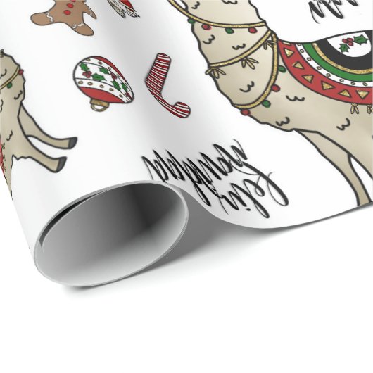 Feliz Navidad Llama Wrapping paper Cadeaupapier (Rol Hoek)