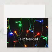 "Feliz Navidad" lumières de Noël colorées Carte (Devant / Derrière)