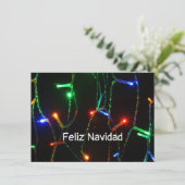 "Feliz Navidad" lumières de Noël colorées Carte (Debout devant)