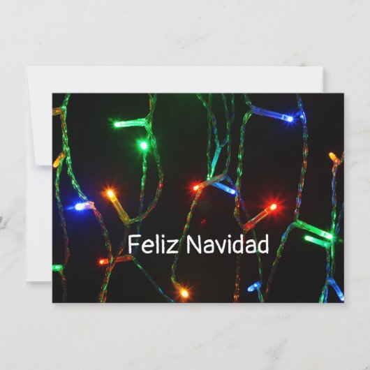 "Feliz Navidad" lumières de Noël colorées Carte (Devant)