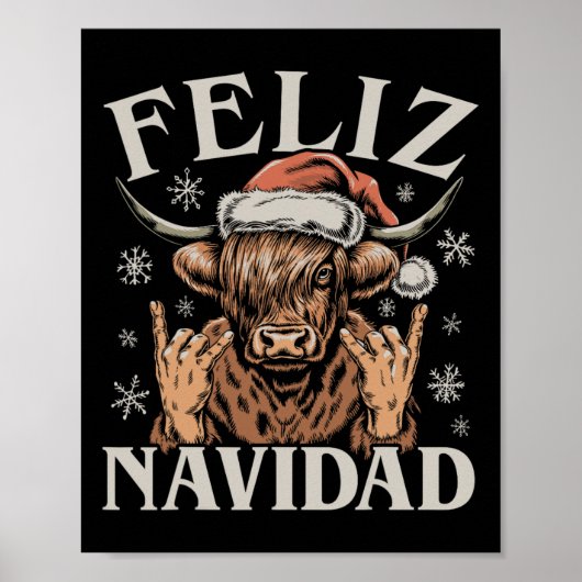 Feliz Navidad Meme Emo Koe Funny Meme Christmas Poster (Voorkant)