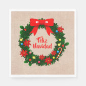 Feliz Navidad Merry Kerstmis Wreath Luncheon Servet (Voorkant)