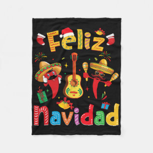 Feliz Navidad Mexicaans Feest Heet Pepers Gitaar K Fleece Deken
