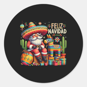 Feliz Navidad Mexicaanse Grappige Kerstfeest Ronde Sticker