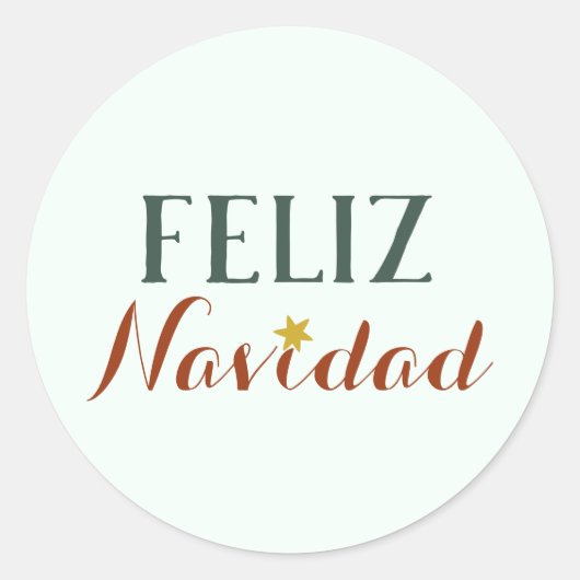 Feliz Navidad minimalistische kerstfeestdag Ronde Sticker (Voorkant)