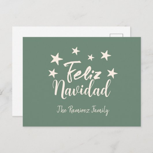 Feliz Navidad Modern Kerstfamilie Greeting Briefkaart (Voorkant / Achterkant)