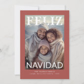 Feliz Navidad Modern Snowflake Photo Feestdagenkaart (Voorkant)