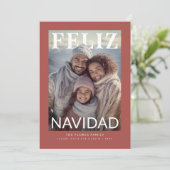 Feliz Navidad Modern Snowflake Photo Feestdagenkaart (Staand voorkant)