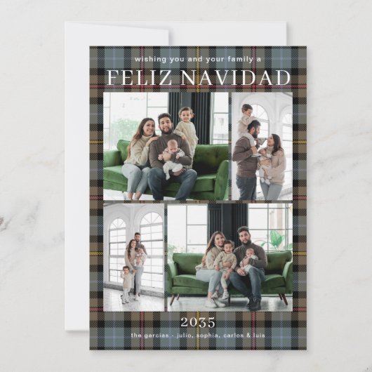 Feliz Navidad Multi Photo Feestdagenkaart (Voorkant)