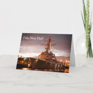 Feliz Navidad Navy Carte de Noël papa et famille