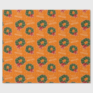 Feliz Navidad Nopal Wreath Wrapping Paper Cadeaupapier