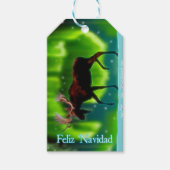 Feliz Navidad - Northern Lights Moose Cadeaulabel (Voorkant)