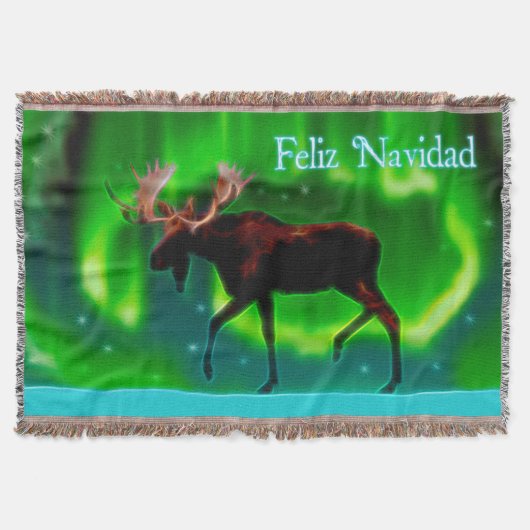 Feliz Navidad - Northern Lights Moose Deken (Voorkant)