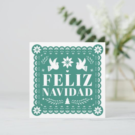 Feliz Navidad Papado Picado Photo Carte de Noël (Debout devant)