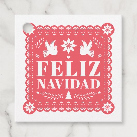 Feliz Navidad Papel Picado Gift Label (Voorkant)