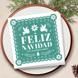 Feliz Navidad Papel Picado Kerstmis Servet