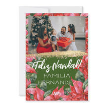 Feliz Navidad Poinsettia Familiefoto Kerstmis
