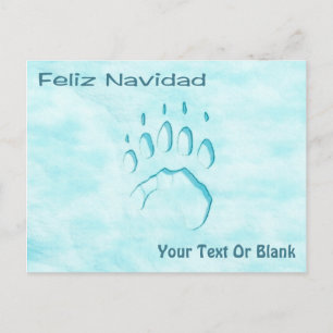 Feliz Navidad - Polar Beer Paw Print Briefkaart