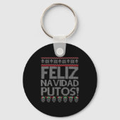 Feliz Navidad Putos Chingon Ugly Xmas Sweater Chri Sleutelhanger (Voorkant)